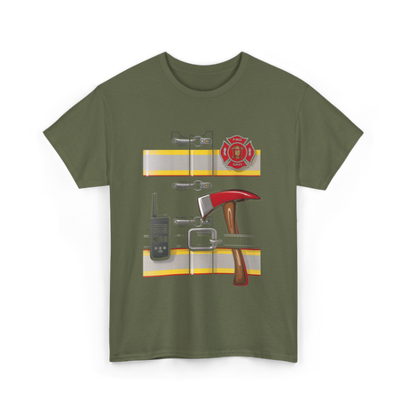 Firefighter Gear Fireman Axe T-Shirt - Military Green