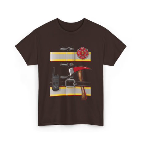 Firefighter Gear Fireman Axe T-Shirt - Dark Chocolate