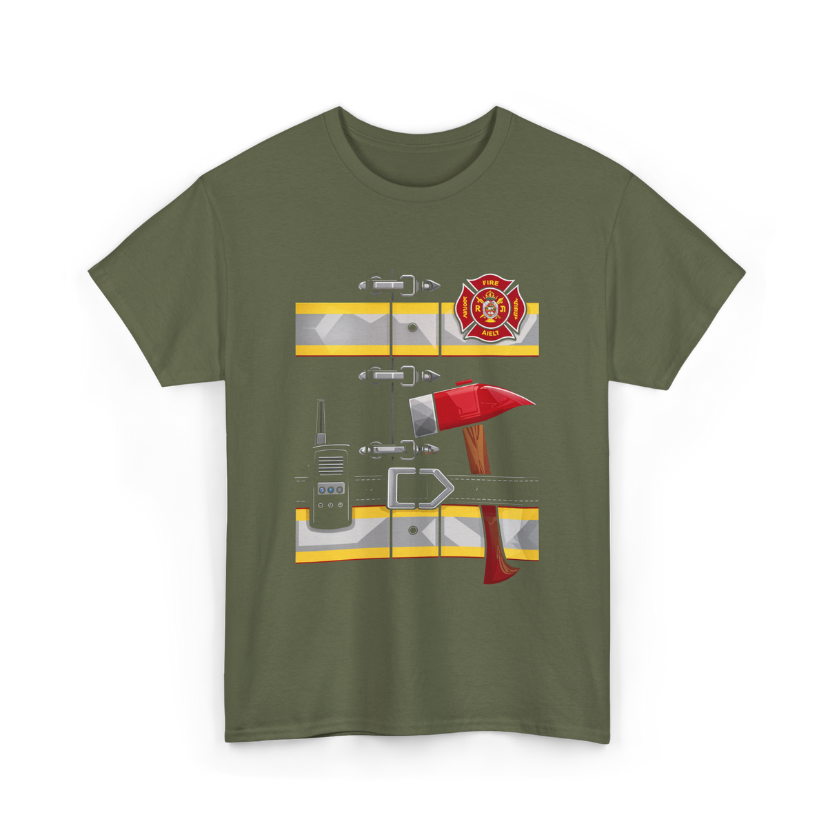 Firefighter Tools Firefighter Axe T-Shirt - Military Green