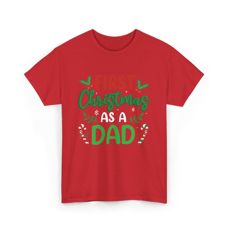 First Christmas As A Dad Announcement T-Shirt - Red