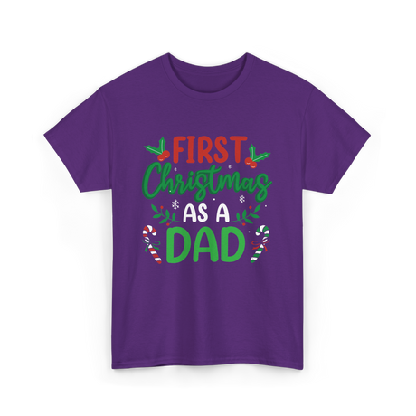 First Christmas As A Dad Announcement T-Shirt - Purple