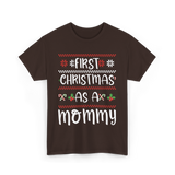 First Christmas As A Mommy Christmas T-Shirt - Dark Chocolate