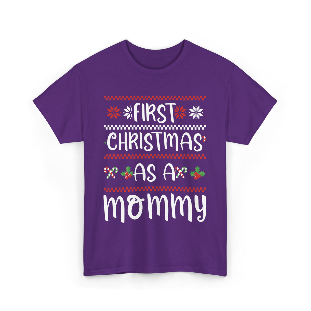 First Christmas As A Mommy Christmas T-Shirt - Purple