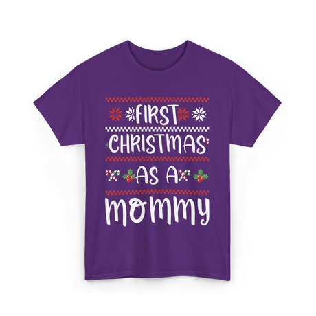 First Christmas As A Mommy Christmas T-Shirt - Purple