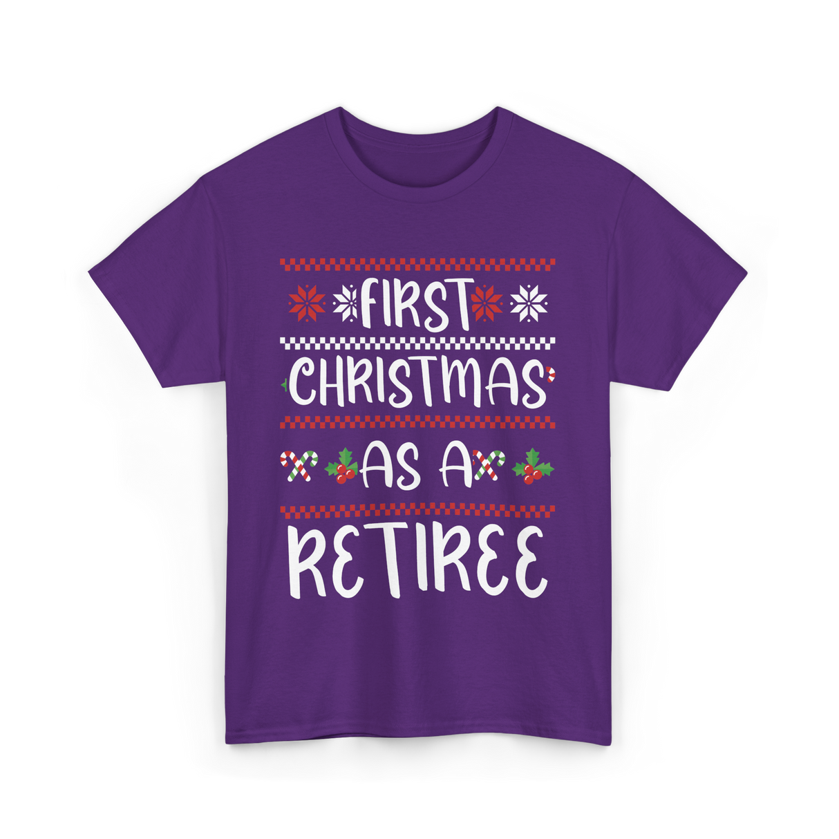 First Christmas As A Retiree Holiday T-Shirt - Purple