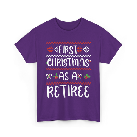 First Christmas As A Retiree Holiday T-Shirt - Purple