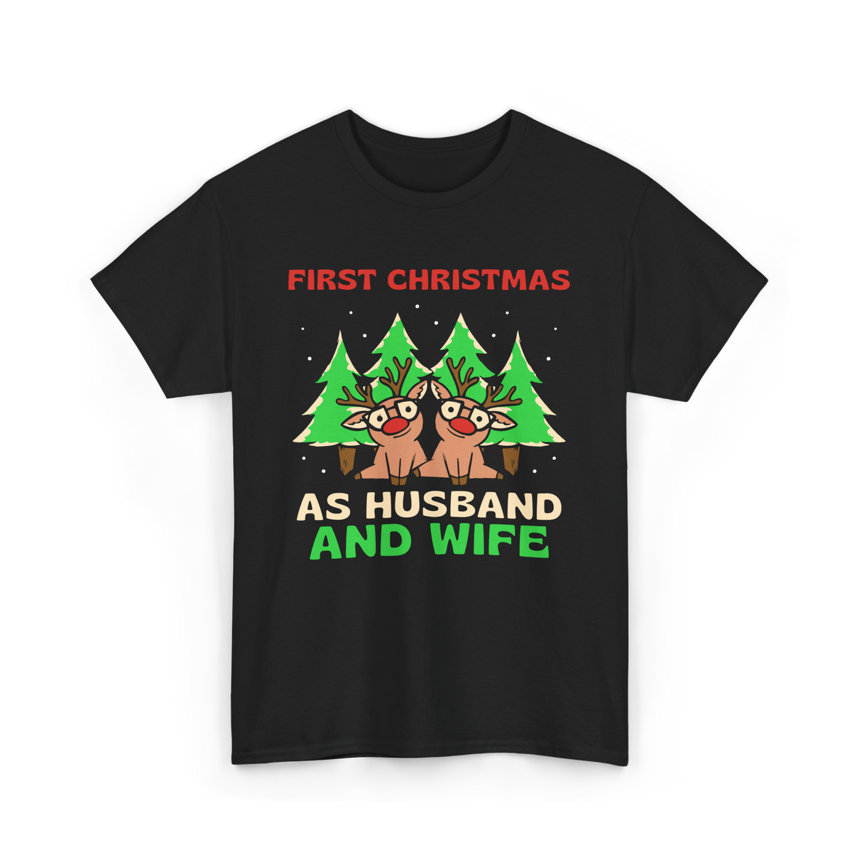 First Christmas As Husband Wife T-Shirt - Black