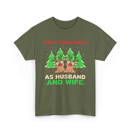 First Christmas As Husband Wife T-Shirt - Military Green