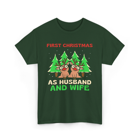 First Christmas As Husband Wife T-Shirt - Forest Green