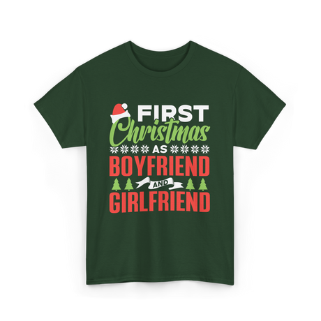 First Christmas Boyfriend Girlfriend T-Shirt - Forest Green