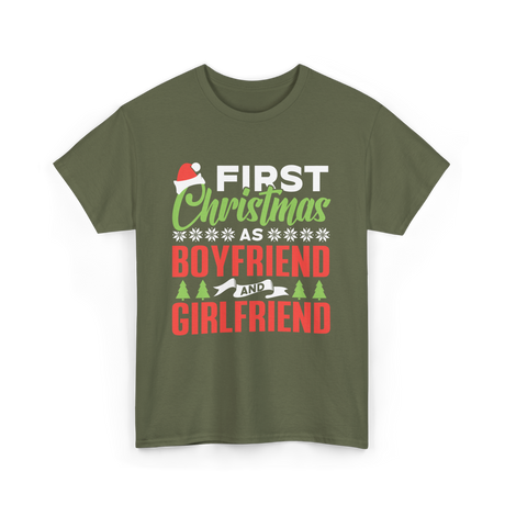 First Christmas Boyfriend Girlfriend T-Shirt - Military Green