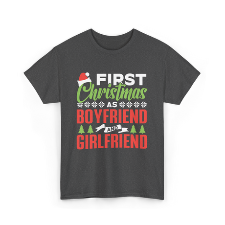 First Christmas Boyfriend Girlfriend T-Shirt - Dark Heather