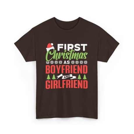 First Christmas Boyfriend Girlfriend T-Shirt - Dark Chocolate