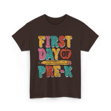 First Day of Pre K Kids Pre K T-Shirt - Dark Chocolate