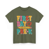 First Day of Pre K Kids T-Shirt - Military Green