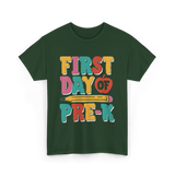 First Day of Pre K Kids T-Shirt - Forest Green