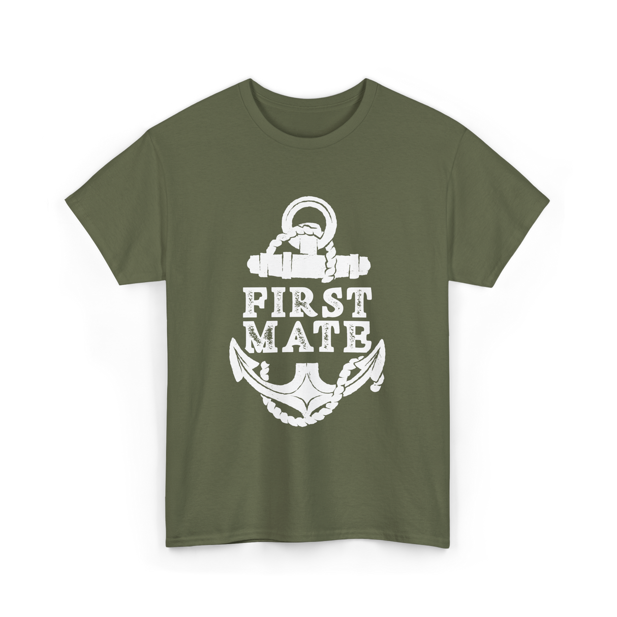 First Mate Anchor Nautical T-Shirt - Military Green