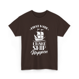 First Mate I Make Ship Marine T-Shirt - Dark Chocolate