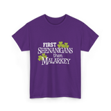 First Shenanigans Then Malarkey Irish Pride T-Shirt - Purple