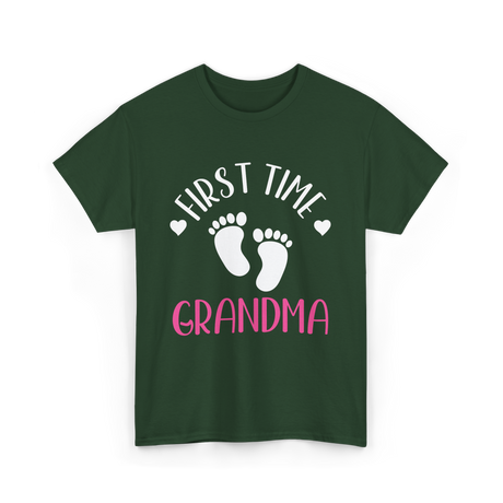 First Time Grandma Grandparent Baby T-Shirt - Forest Green