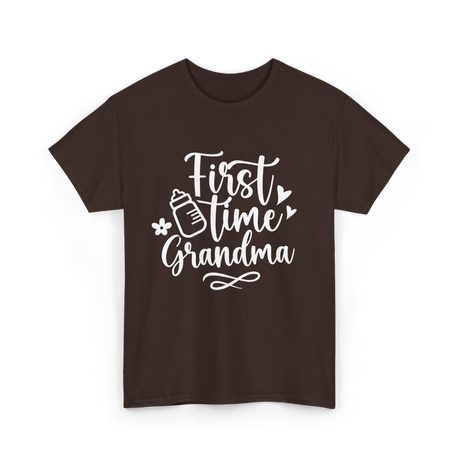 First Time Grandma Grandparent T-Shirt - Dark Chocolate