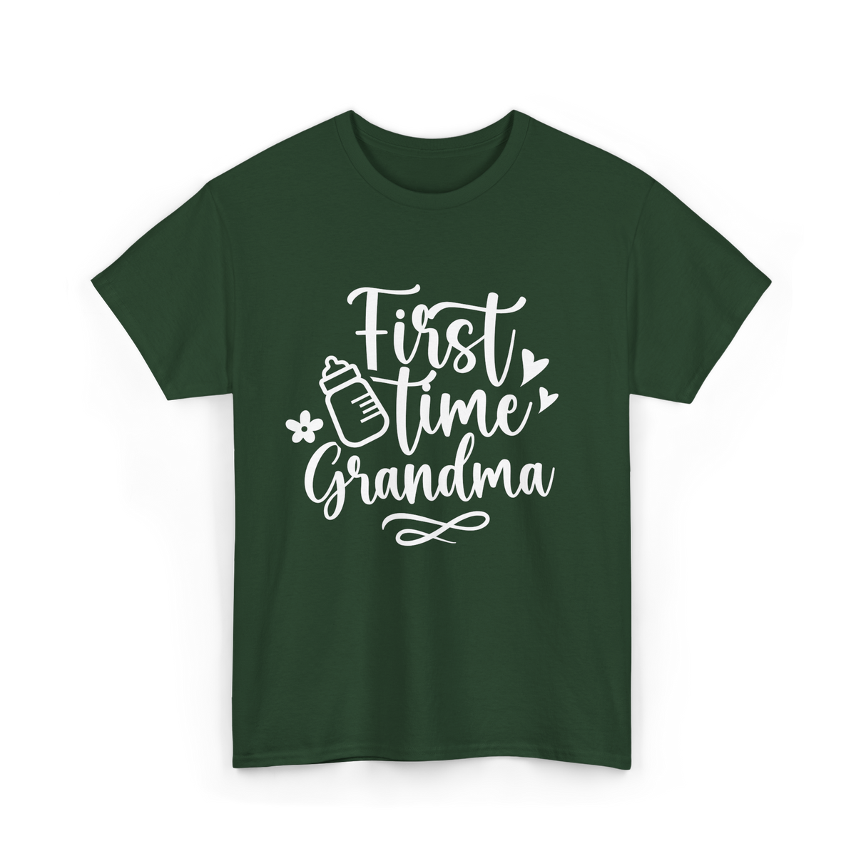 First Time Grandma Grandparent T-Shirt - Forest Green