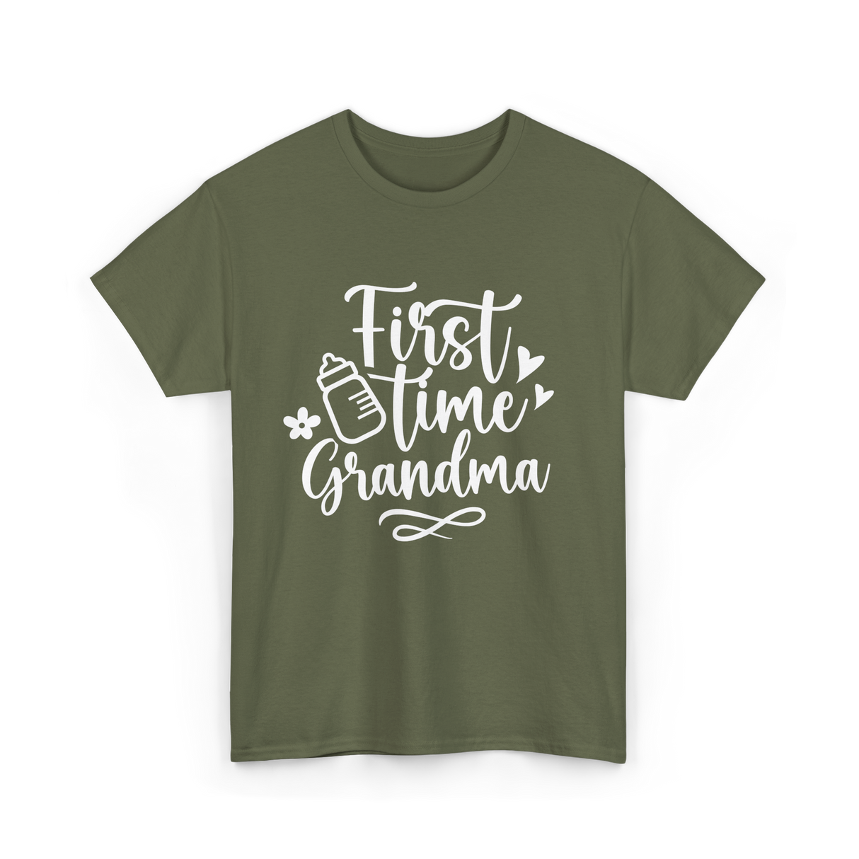 First Time Grandma Grandparent T-Shirt - Military Green