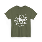 First Time Grandma Grandparent T-Shirt - Military Green