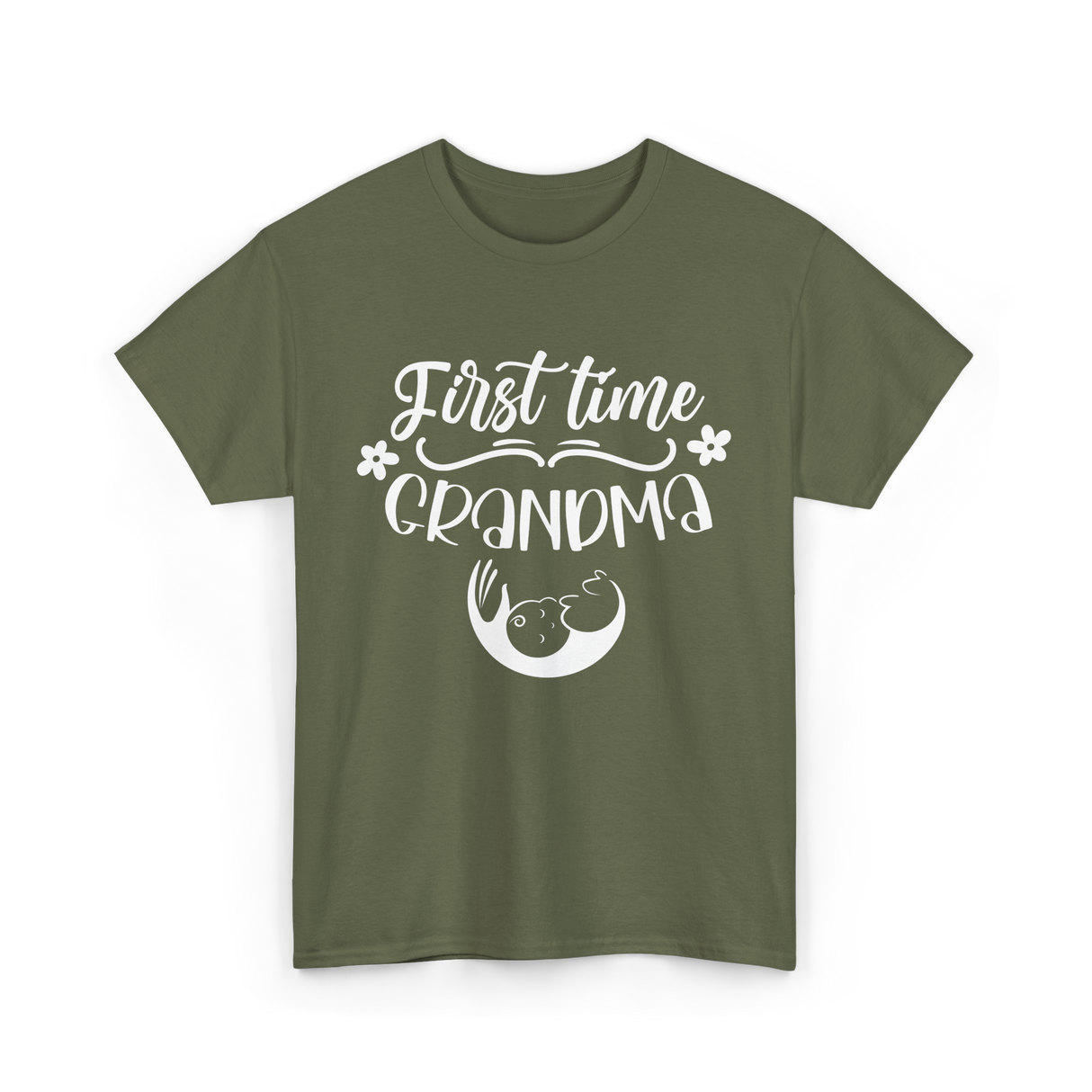 First Time Grandma T-Shirt - Military Green