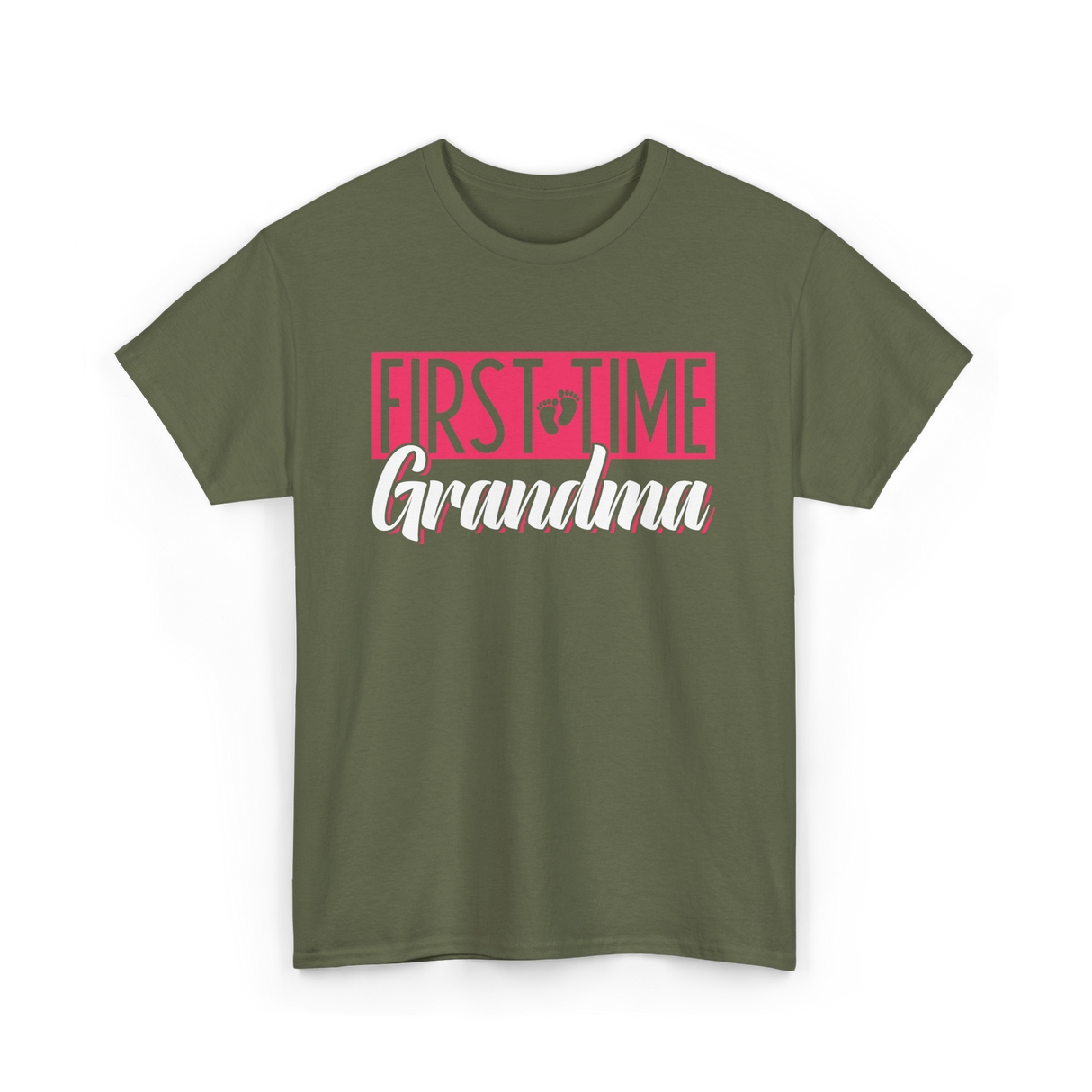 First Time Grandma T-Shirt - Military Green