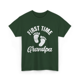 First Time Grandpa Baby Feet T-Shirt - Forest Green