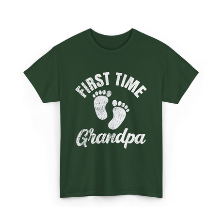 First Time Grandpa Baby Feet T-Shirt - Forest Green