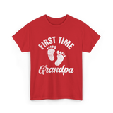 First Time Grandpa Baby Feet T-Shirt - Red