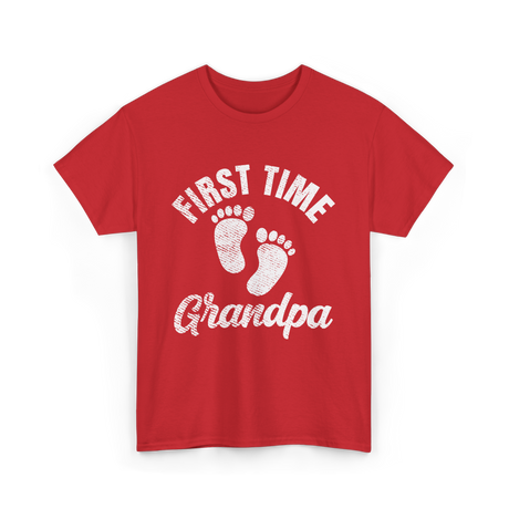 First Time Grandpa Baby Feet T-Shirt - Red