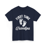 First Time Grandpa Baby Feet T-Shirt - Navy