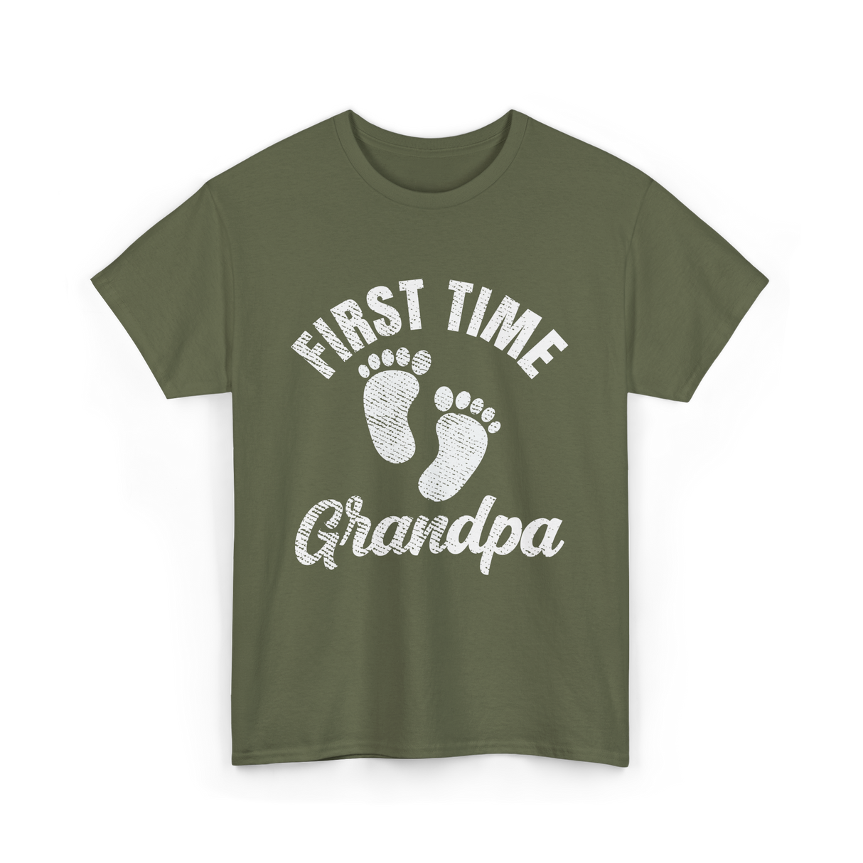 First Time Grandpa Baby Feet T-Shirt - Military Green