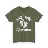 First Time Grandpa Baby Feet T-Shirt - Military Green