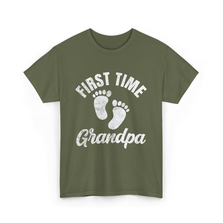 First Time Grandpa Baby Feet T-Shirt - Military Green