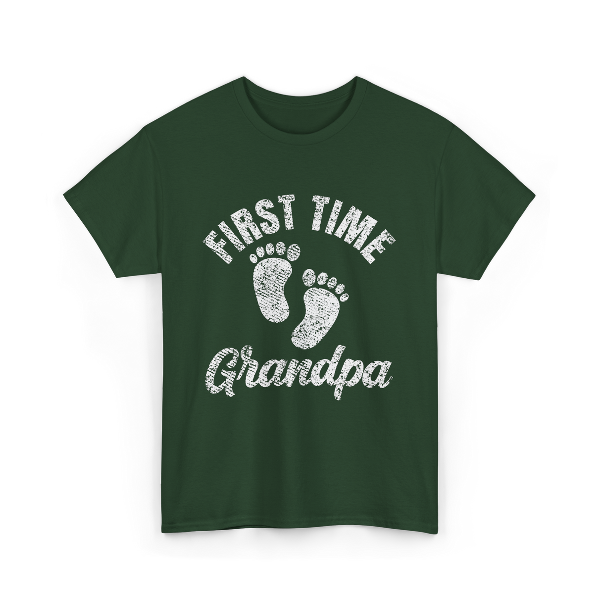 First Time Grandpa Grandparent T-Shirt - Forest Green