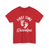 First Time Grandpa Grandparent T-Shirt - Red