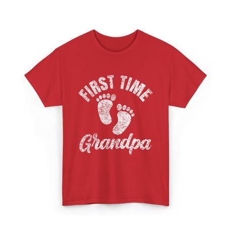 First Time Grandpa Grandparent T-Shirt - Red