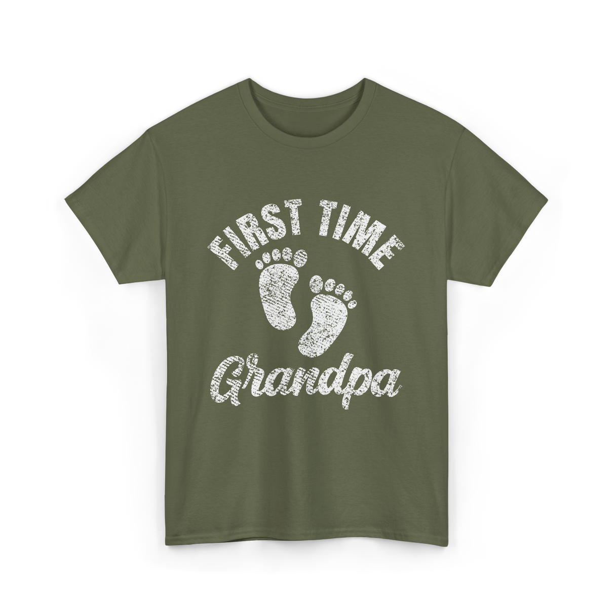 First Time Grandpa Grandparent T-Shirt - Military Green