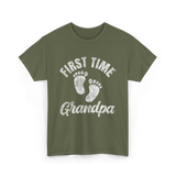 First Time Grandpa Grandparent T-Shirt - Military Green