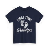 First Time Grandpa Grandparent T-Shirt - Navy