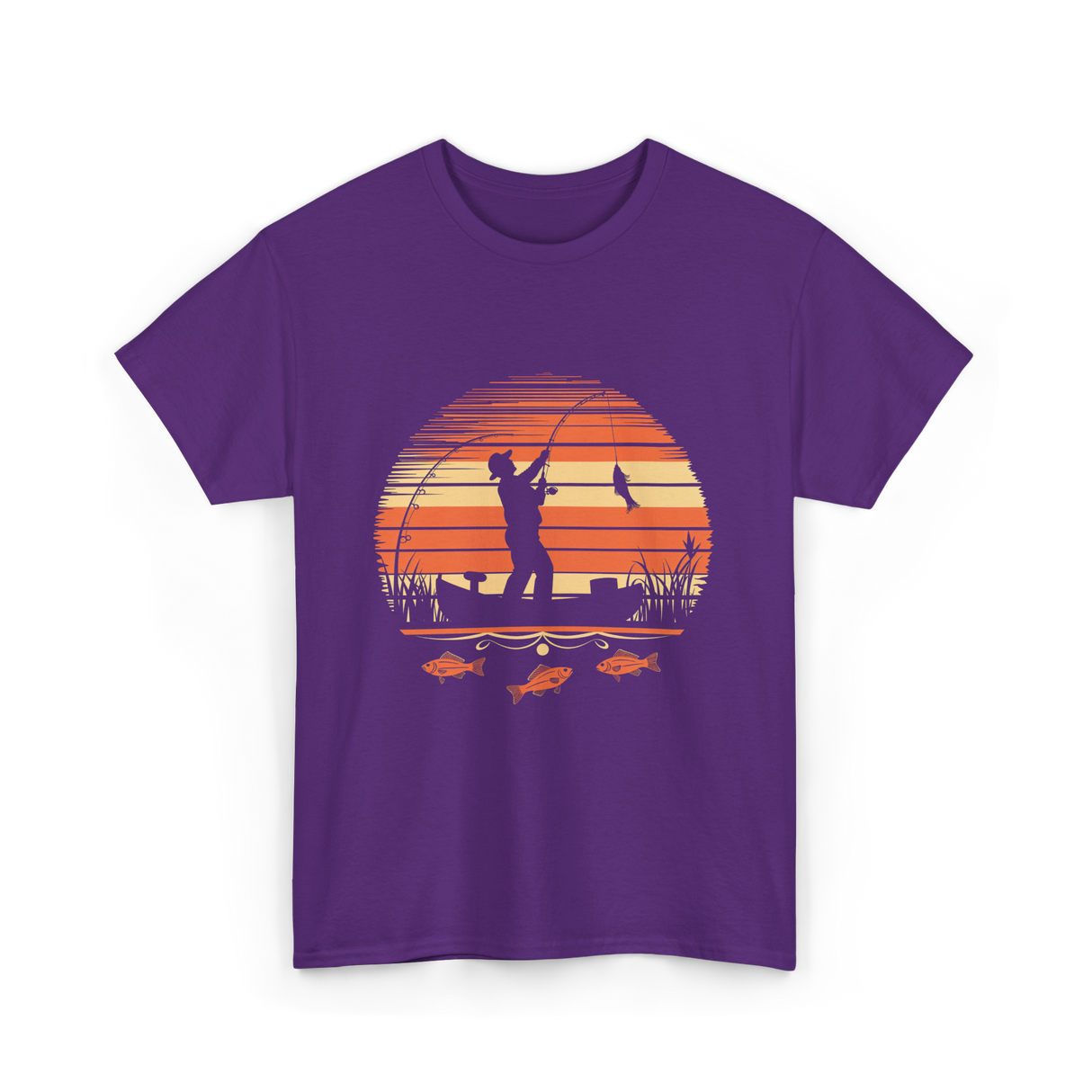 Fisherman Sunset Fishing T-Shirt - Purple