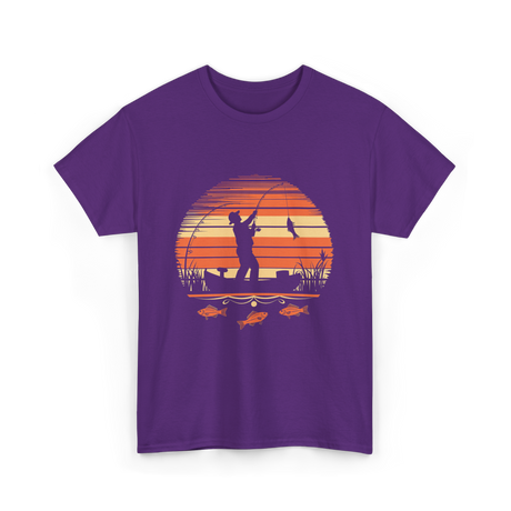 Fisherman Sunset Fishing T-Shirt - Purple