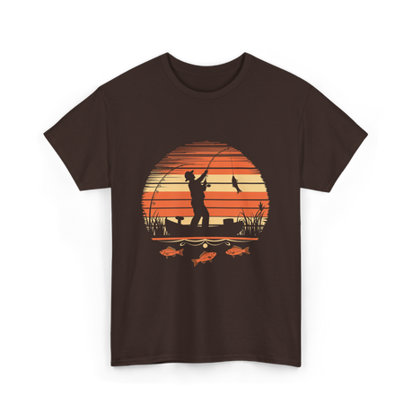 Fisherman Sunset Fishing T-Shirt - Dark Chocolate