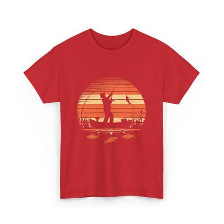 Fisherman Sunset Fishing T-Shirt - Red