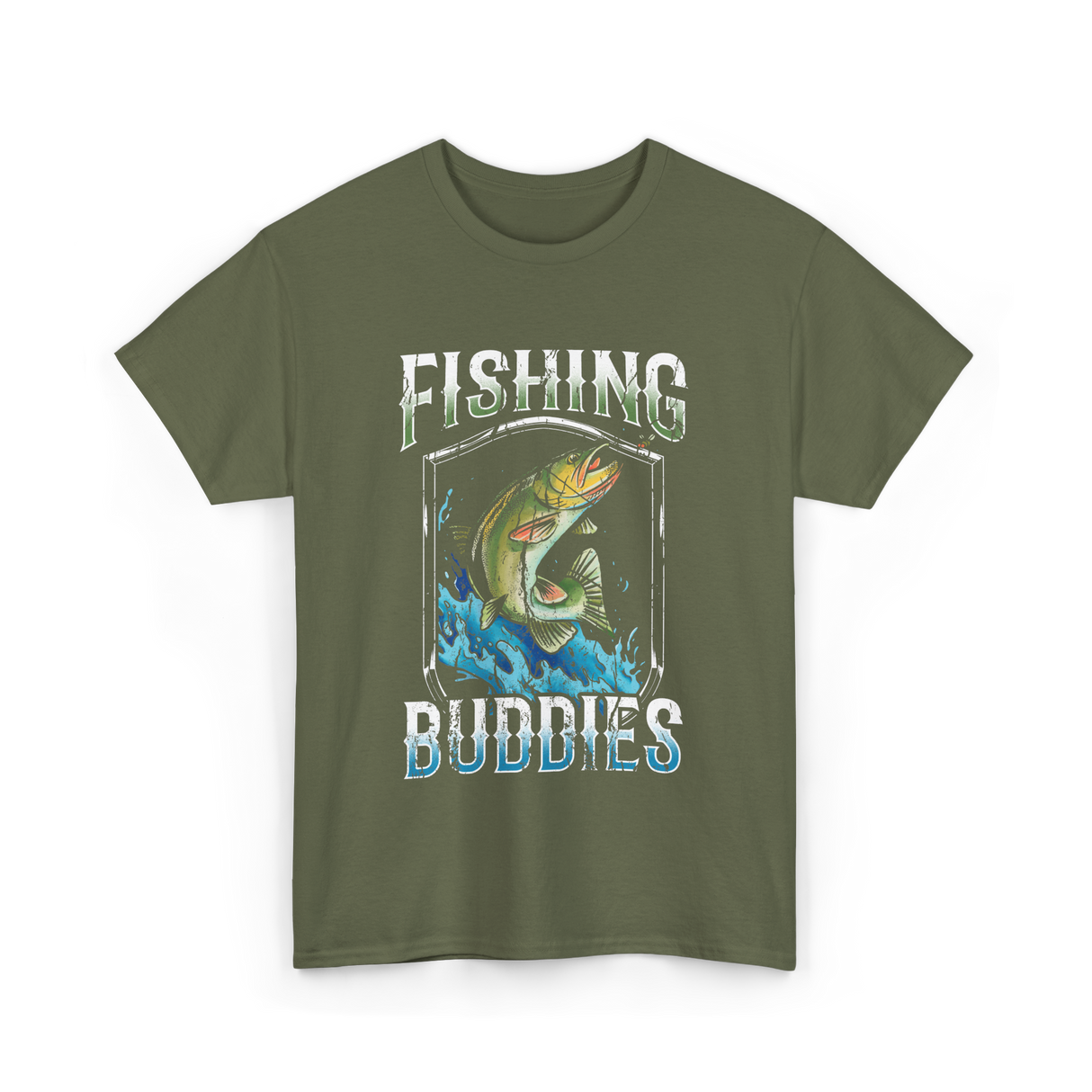 Fishing Buddies Fishing T-Shirt - Military Green