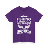 Fishing Solves Hunting Solves T-Shirt - Purple